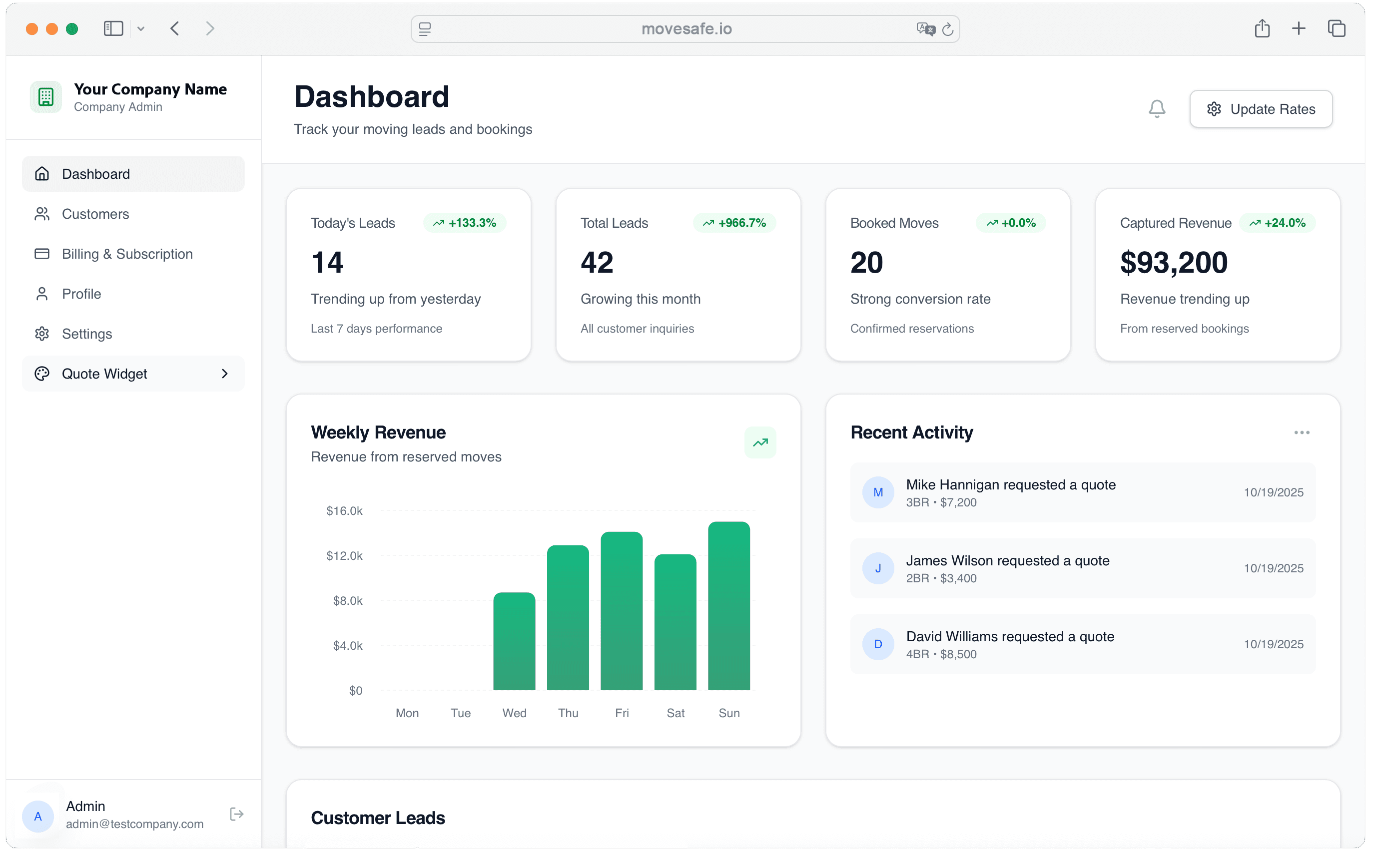 MoveSafe Dashboard
